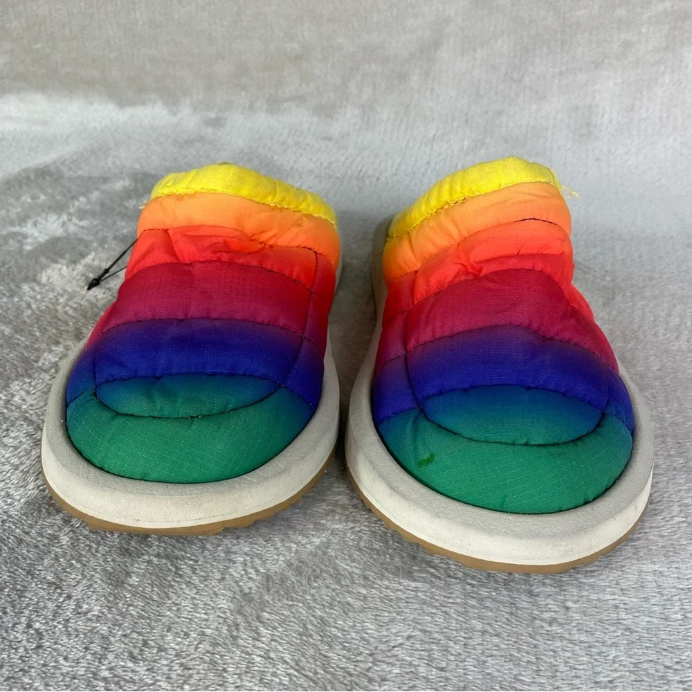 Sanuk Shoes Girls Kids Size 4 Rainbow Tie Dye Quilted Slip On Comfort Slippers